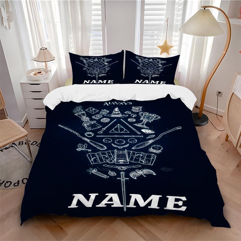 Custom Textile Harry Potter Floral Bedding 3 Piece Set HD Print Duvet Cover Pillowcases for Teens Adult Bedroom Decoration