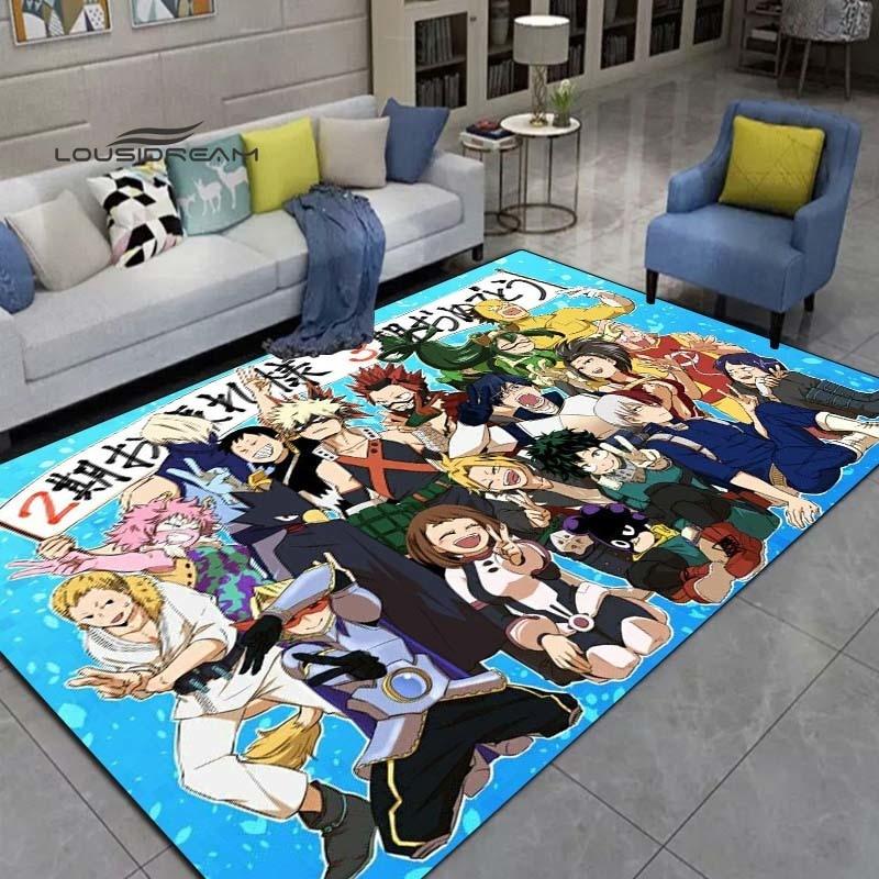 Meu herói academia tapetes moda 3d impressão anime sala de estar quarto grande área tapete macio casa quarto das crianças bonito tapete
