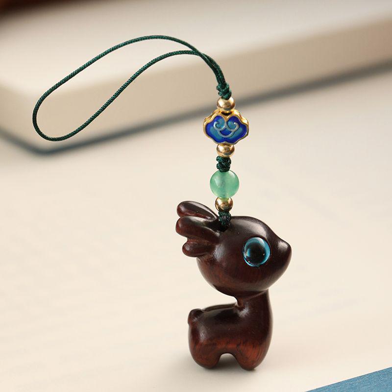 Sandalwood Little Deer Keychain: Cute Pendant for Cars and Phones, Perfect Unisex Gift