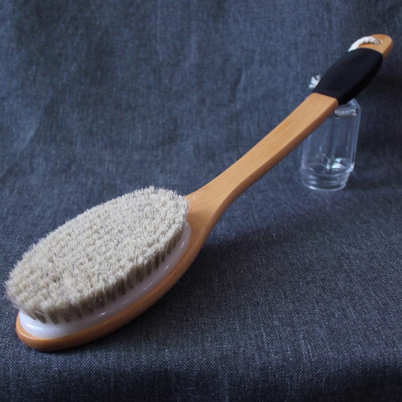 Extra Long Handle Paulownia Wood Soft Bristle Bath Scrubber - 44CM Massage Shower Brush