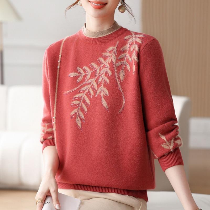 Mittlerer Mutter kleiner Rollkragen-Strickpullover aufgeschichtet und verdickt Jahres-Pullover für mittlere und ältere Frauen Thermounterhemd