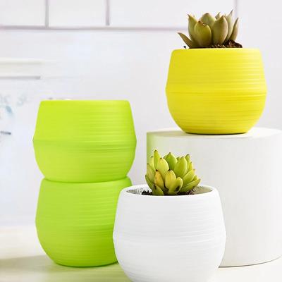 2pecs Mini Rośliny Rattan Doniczka Plastikowa Osłona Okrągła Ładna Dekoracja Wewnętrzna Doniczka Kolorowa Ładna Doniczka