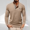 Men's  Shirts Long Sleeve Casual T-Shirts Cotton Button V Neck Tops