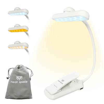 Úhledná klipová knižní lampička SPACE, LED lampička na čtení, šetrná k očím, 3 nastavení barevné teploty, plynulé stmívání, dobíjecí přes USB Type-C, 1000 mAh