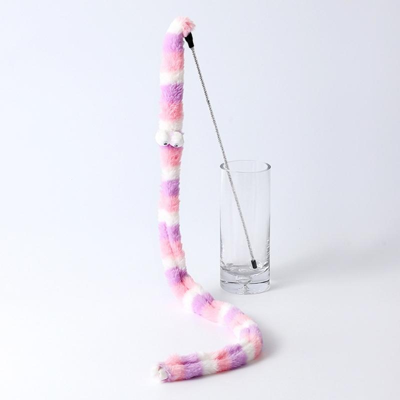 2 Pieces Cats Toy Wand Teaser with Bell Plush Strip Toy Interactive for Indoor Cats Gift for Kitten Playing Exercisin