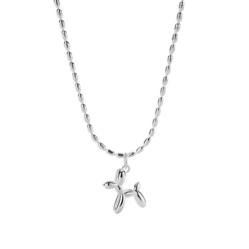 Balloon Dog Necklace Female Korean Niche Cute Exquisite High Design Sense Puppy Pendant Collarbone Chain