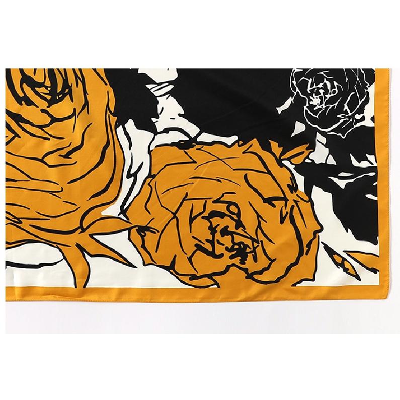 CIC Kvinner Twill Satin Polyester Silke Følelse Firkantet Hårinnpakning Firkantede Skjerf Spring