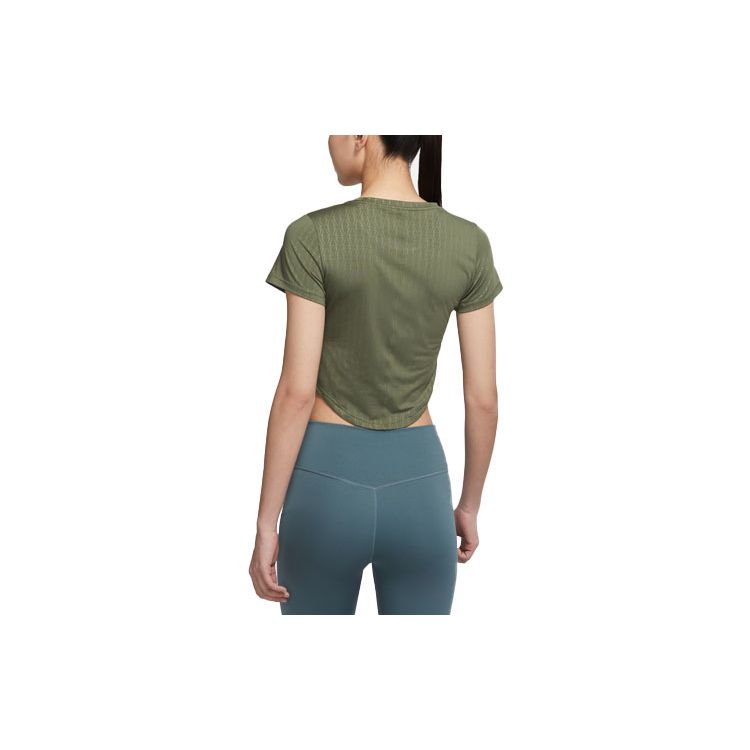 Nike Casual Printed Yoga Quick-Dry Breathable Eco-Friendly Durable Solid Color Short Sleeve T-Shirt Women Tops Medium-Olive-Green DM7337-222