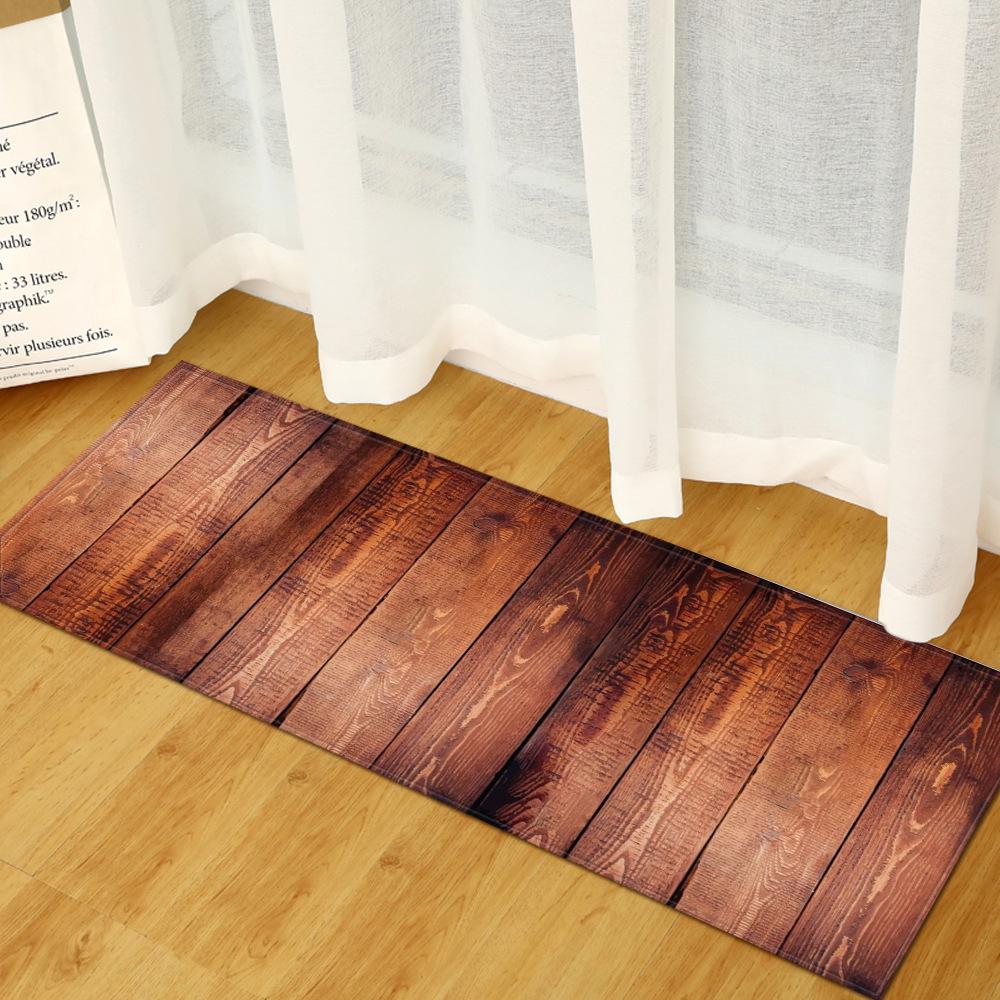 Wood Grain Household Door Mat Kitchen Absorbent Strip Bathroom Non-Slip Floor Mat Living Room Bedroom Carpet