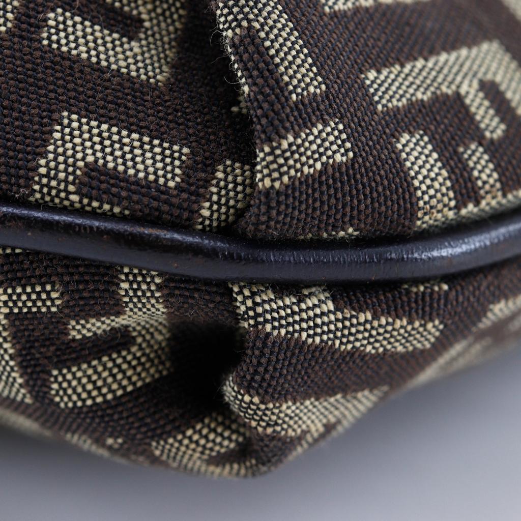 FENDI Zucchino Shoulder Bag 8BT075 Brown canvas Women Used