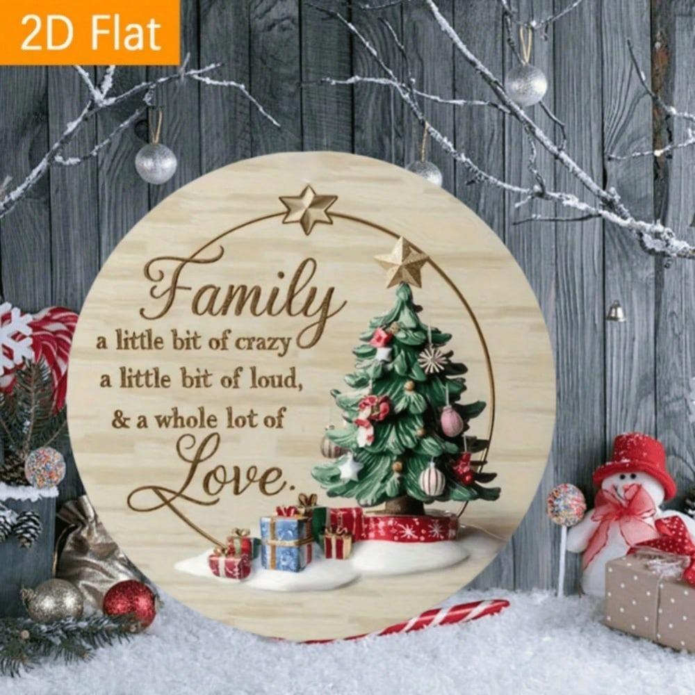 Metal Tin Sign Love Family Quote Christmas Decor Hanging Ornament Home Window Desk Gift Gold Loop Boho Holiday Display