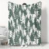 1pc Nordic Style Fir Forest Print Flannel Blanket, Autumn Winter Warm Nap Blanket, Home Sofa Bedroom Throw Blanket, Outdoor Portable Blanket