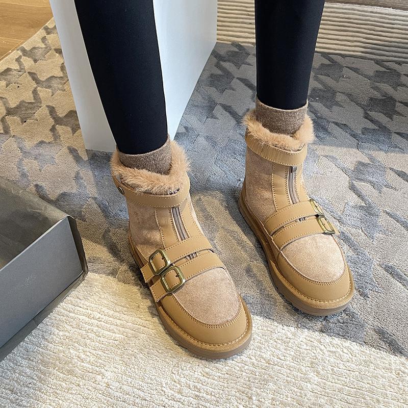 2024 New Fashion Locomotive Snow Boots Winter Warm Boots Flat Shoes Comfortable Boots Warm Wool Boots Large Size Shoes 35-40