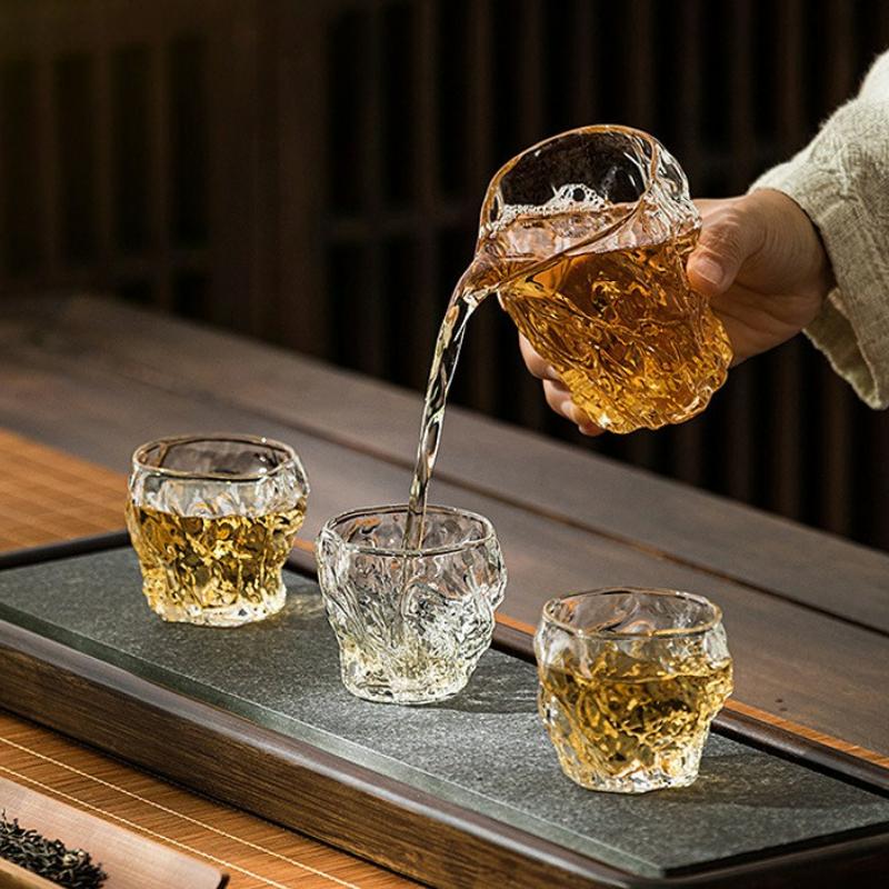 Japanese Style Tea Glass Cup Heat-resistant Creative Hammer Pattern Transparent Fair Cup Tea Pitcher Kung Fu Tea Set Teacup New