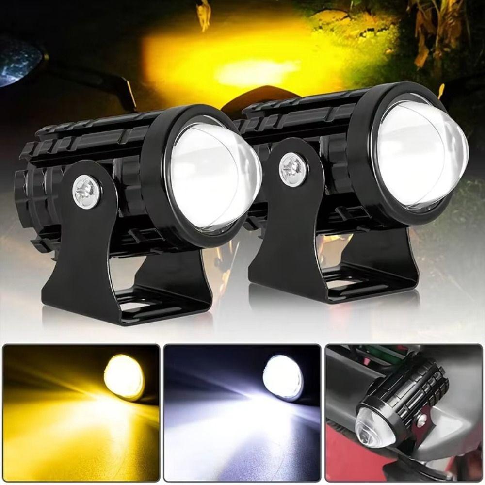 2Pcs Dual Color Light Auxiliary Spotlight Lamp LED Headlight Projector  Car Additional Lights