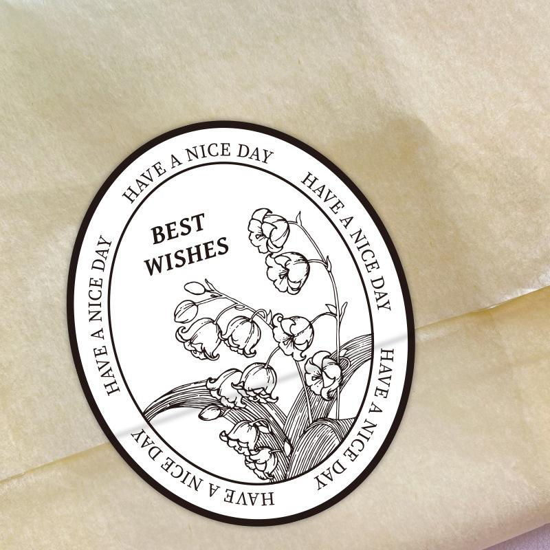 Retro, Blumenaufkleber, Oval, Danke, Verpackungspapierbox Dekorative Aufkleber, Geschenkboxversiegelung, Klebeaufkleber