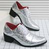 New Men's Pointed Silver Gold Blue Glitter Patent Leather Dress Casual Shoes Wedding Dress Homecoming Footwear Zapatos Hombre