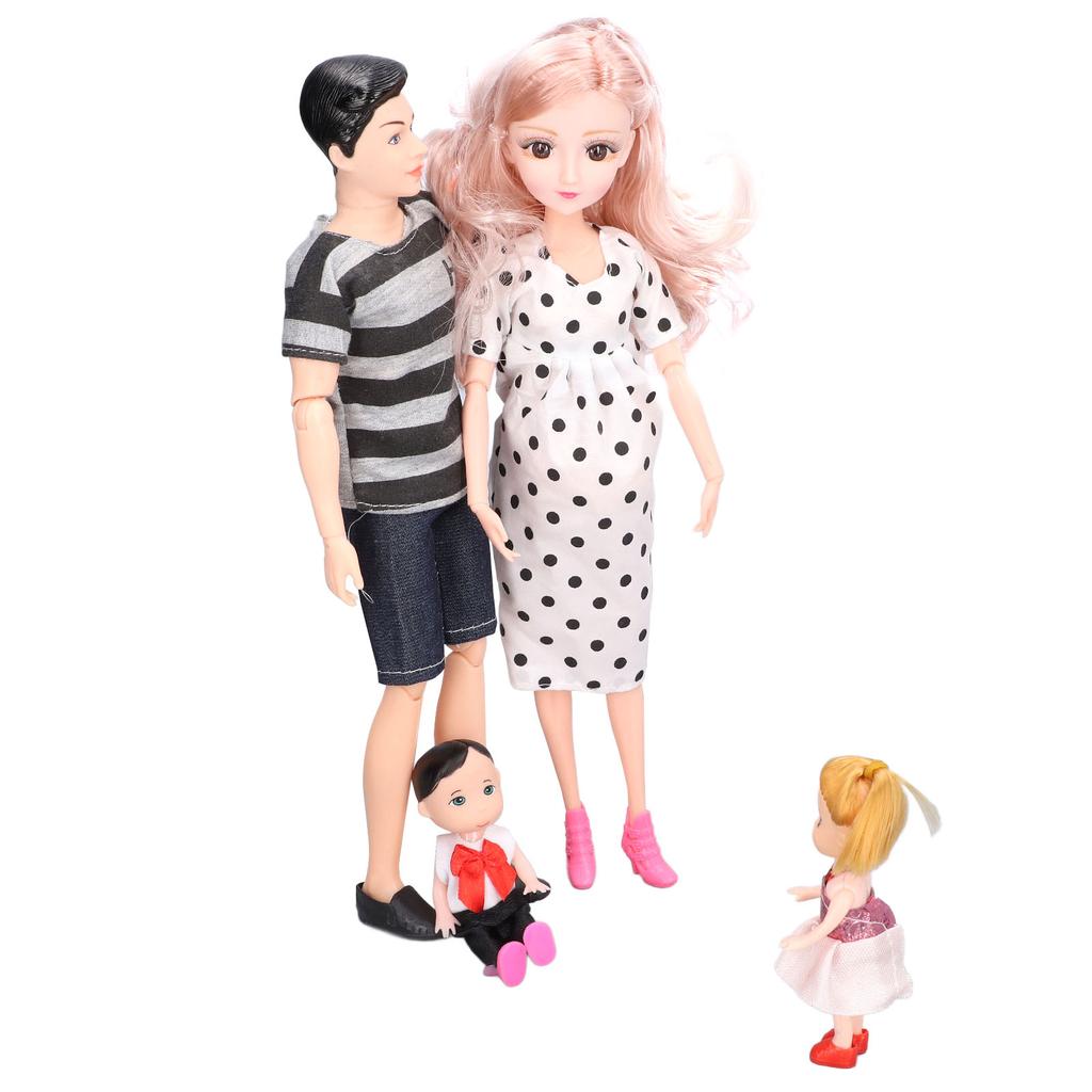 Family Doll Set Lovely Vivid Dad Pregnant Mom Son Daughter Baby Doll Children Toy Birthday Gift