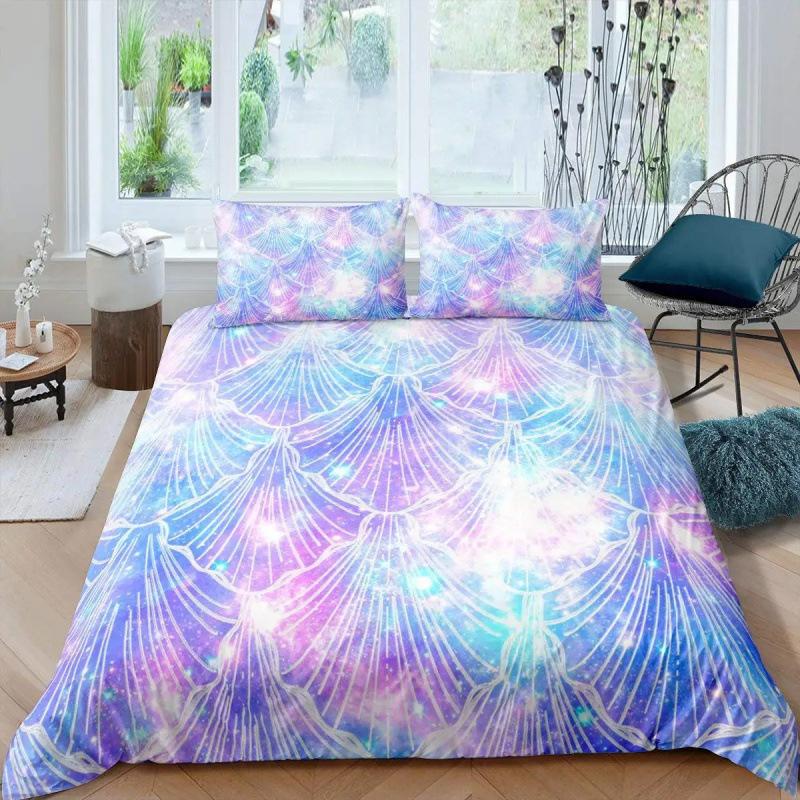 Colorful Mermaid Bedding Set 3D Print Mermaid Girl Duvet Cover Pillowcase Multi Size Bedding Decoration, Machine Washabl
