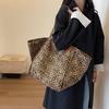Leopard Print Canvas Large-capacity Bag Women's New Portable Commuter Shoulder Fashion