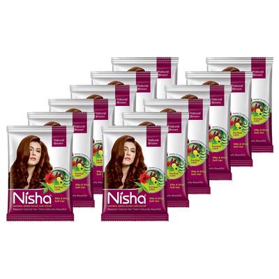 Nisha Hennè Naturale in Polvere Colorante per Capelli Tonalità Marrone Naturale Tintura Erboristica Condizionante Per Capelli Setosi Lucidi Morbidi Uomini Donne 25g X Confezione da 12
