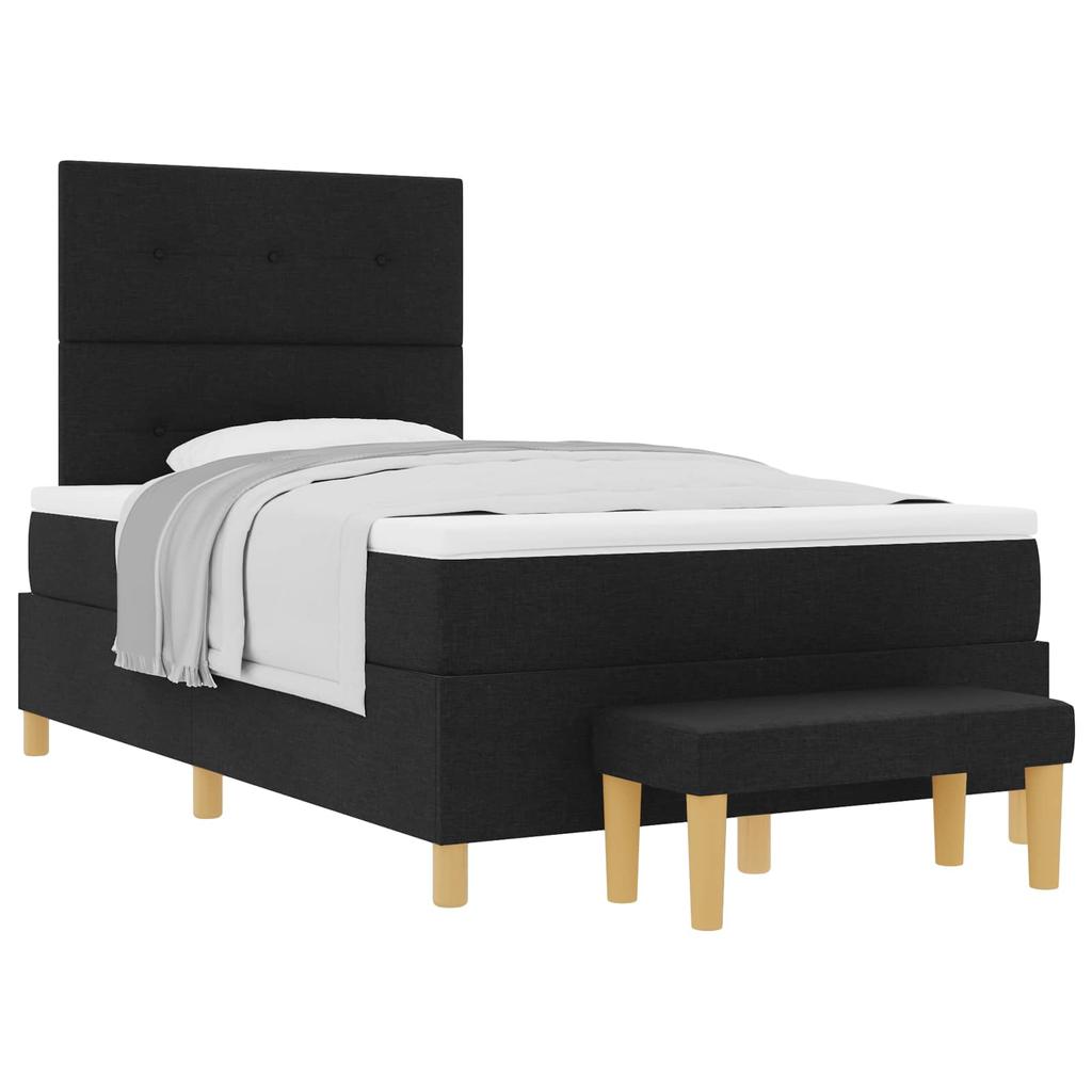 Boxspring Bed with Headboard Black 190 X 120 Cm Fabric