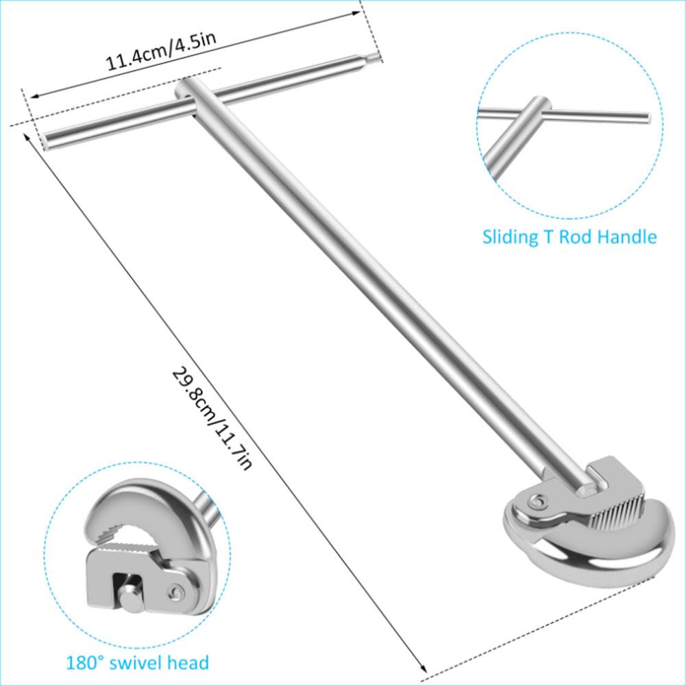 11inch Adjustable Basin Wrench Tap Nut Spanner Faucet Wrench Sink Faucet Wrench for Fixing Back and Union Nuts Under Sink