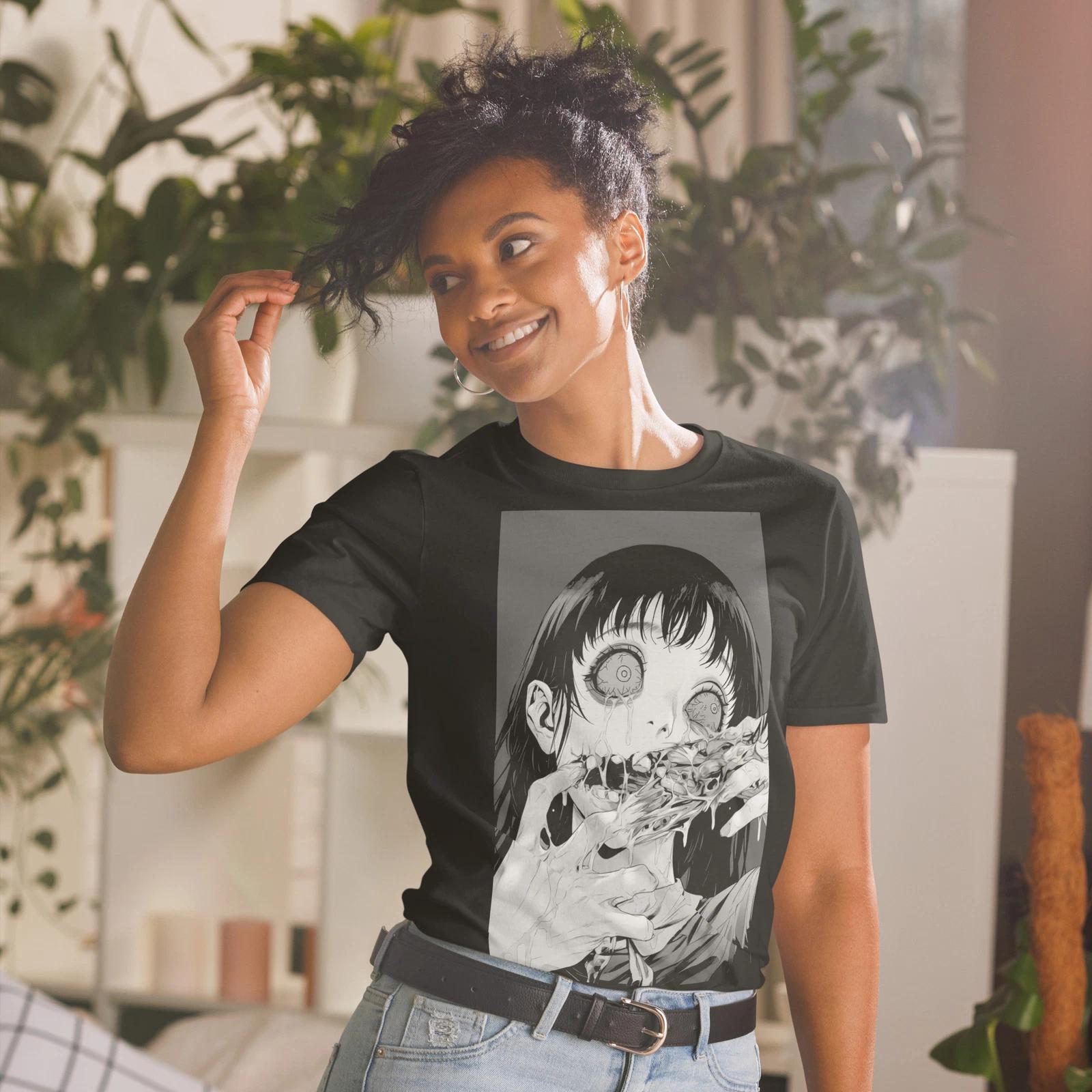 Horror Anime Girl Creepy Goth Gothic Short-Sleeve Unisex T-Shirt S