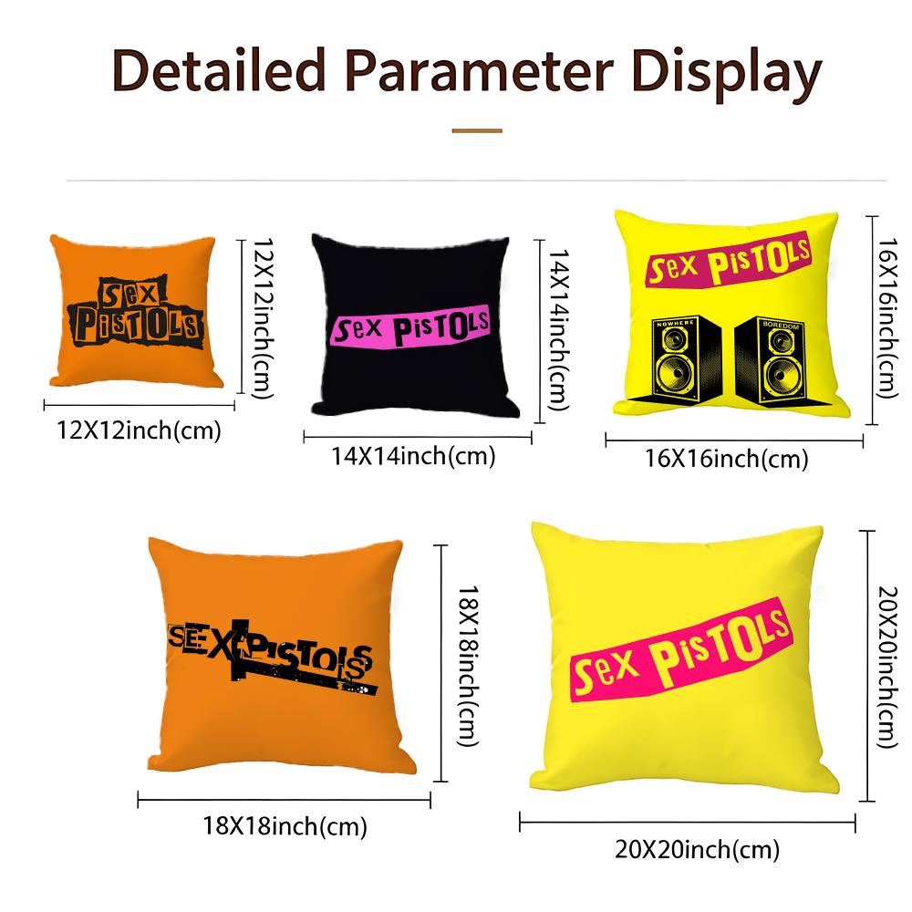 Punk Sex Pistols Cushion Cover Cushion Cover Set 4Pcs 50X50 45X45 40X40 Pillowcase Decorative Sofa Home Decor