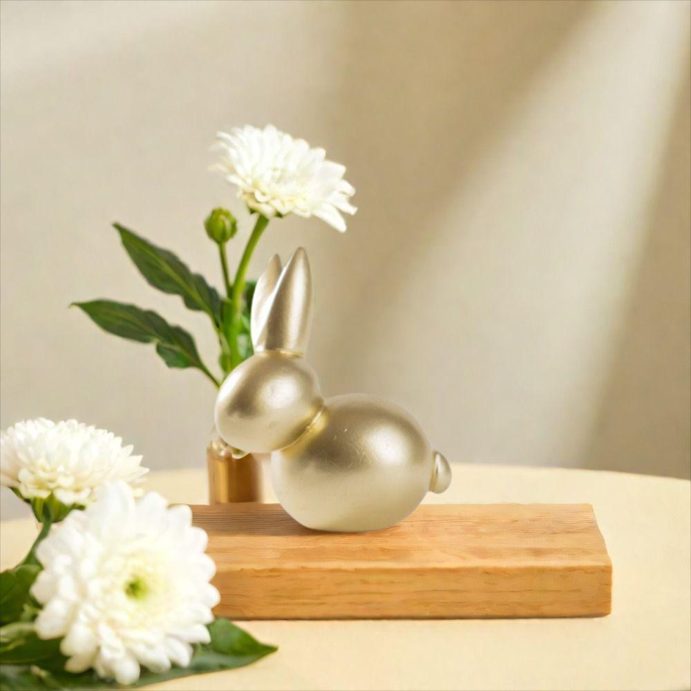 Modern Rabbit Statue Resin Miniatures Figurine Micro Landscape Model Golden Rabbit Ornament  Office