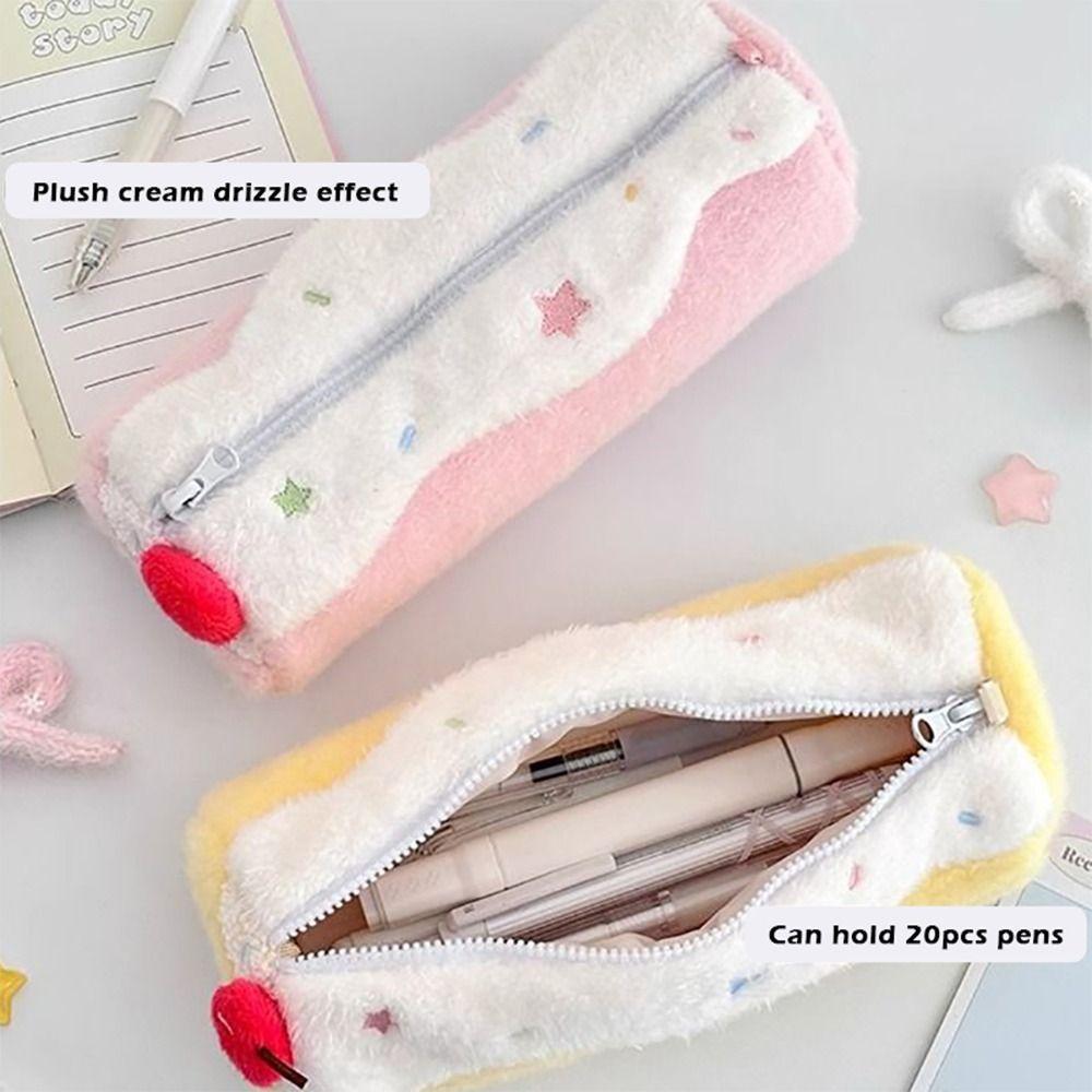 Pen Bag Large Capacity Swiss Roll Stationery Storage Bag Blueberries/Strawberries/Cherries Stationery Organizer Back To School