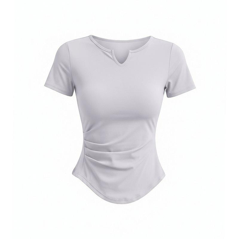 Small friendly yoga T-shirt women's V-neck waist short thin quick-drying breathable sports fitness clothes top