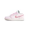 Air Jordan 1 Cushioning, Wear Resistant Low Top Vintage Basketball Shoes Unisex Pink White FQ7687-300(Team1106-)
