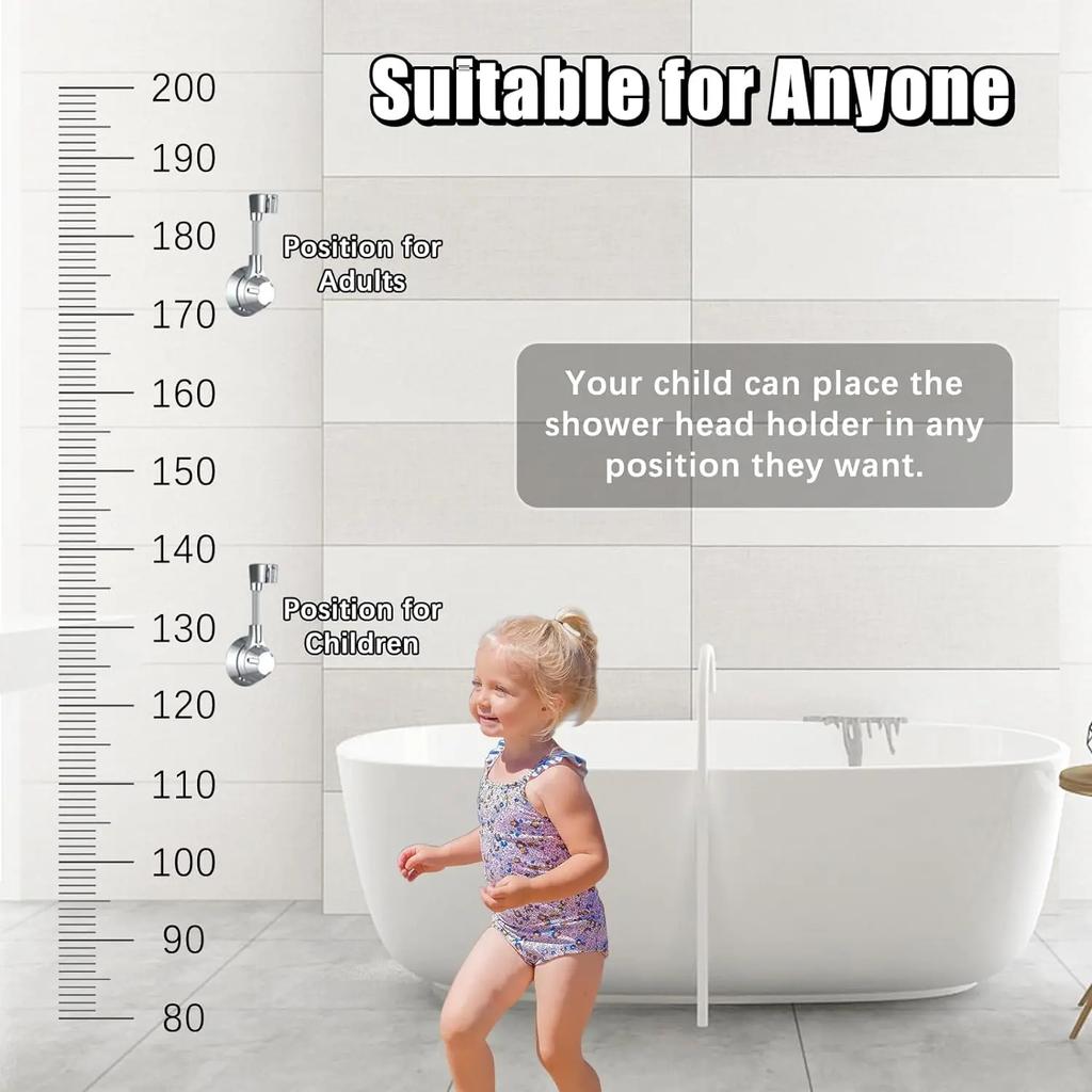 Suction Cup Shower Holder Adjustable Shower Head Holder Nozzle Handheld Holder Punch-Free Multi Angle Rotation Shower Bracket