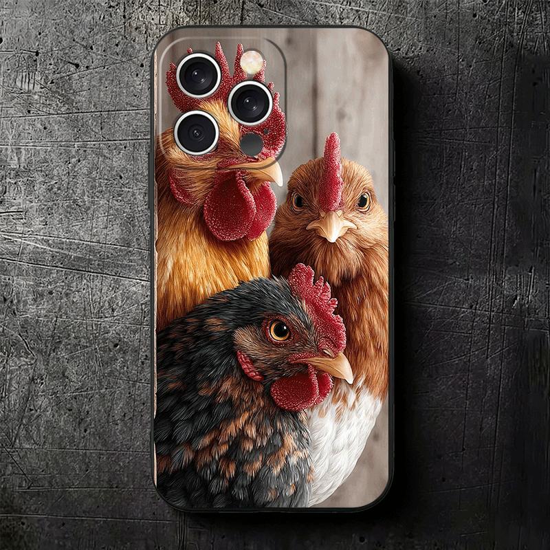Chicken Hen Rooster Soft Phone Case for iPhone 16 16E 17 Air 15 Pro Max 14 Plus 13 Mini 11 12 7 Black Cover Back Shell