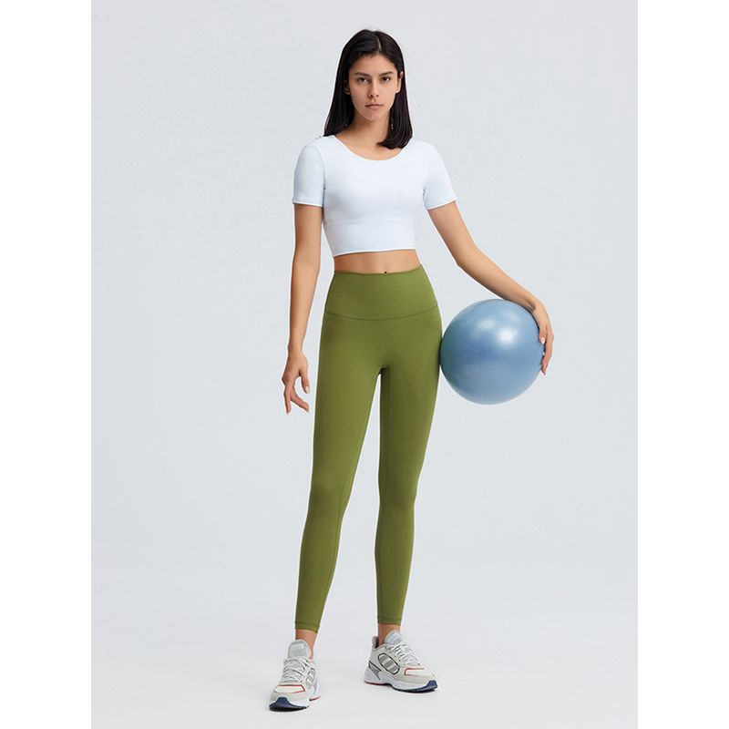 Original Open Back Yoga Jacket Short Sleeve Tight Sports T-shirt with Chest Pad Women's Quick-Drying Running Fitness Clothes Summer