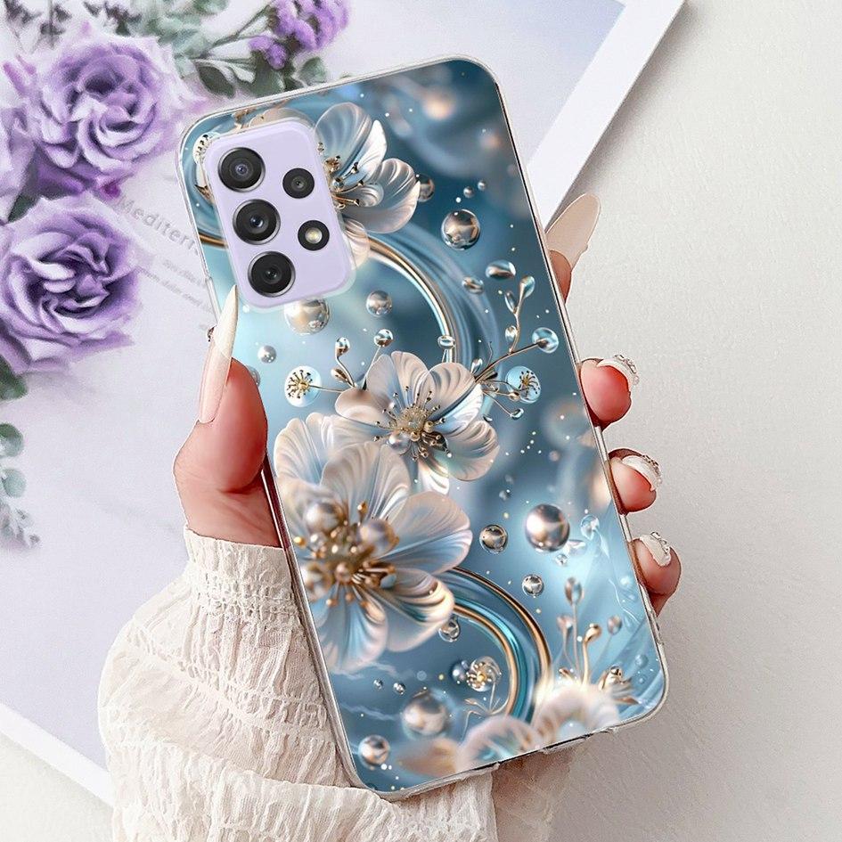 For Samsung Galaxy A52 A52s 5G Case SM-A526B SM-A528B Phone Cover Fashion Flower Soft Silicone Funda For Samsung A72 A 52 Bumper