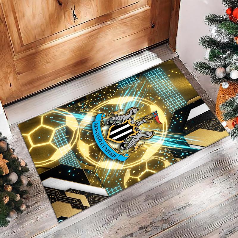Tappeto in Velluto di Cristallo con Stampa di Calcio del Newcastle United, Comodo Assorbente d'Acqua Antiscivolo Tappeto per Pavimento Interno