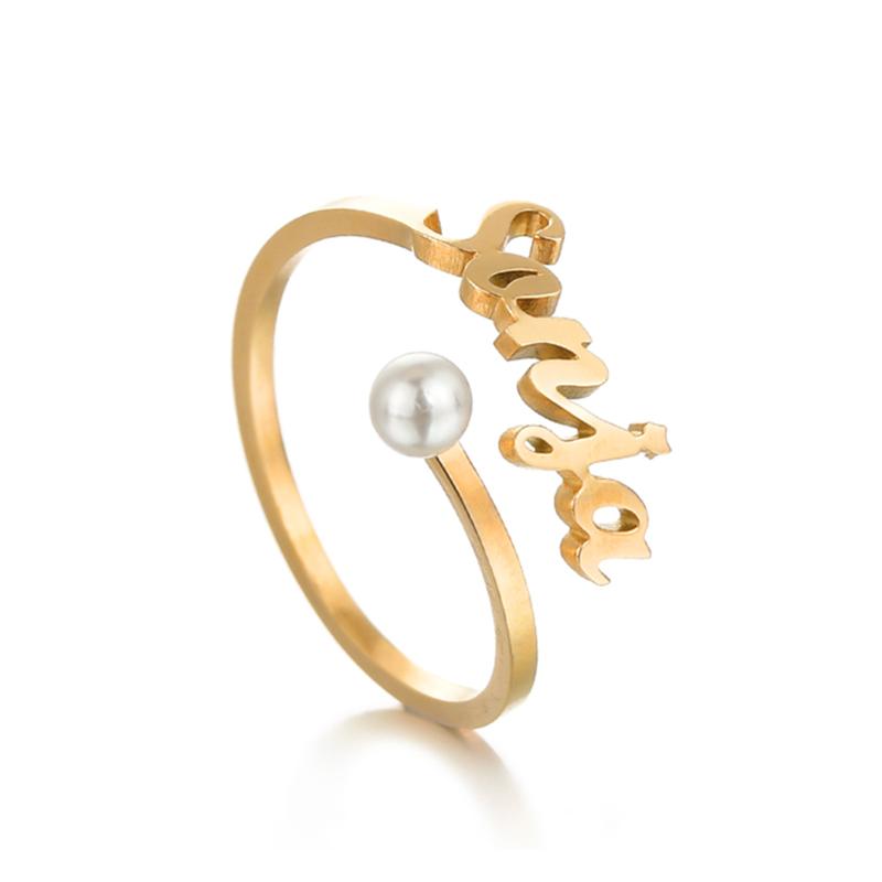 Atoztide Custom Name Ring Unique Personalized Charm Fashion Stainless Steel Letter Gold Color For Women Girlfriend Jewelry Gift