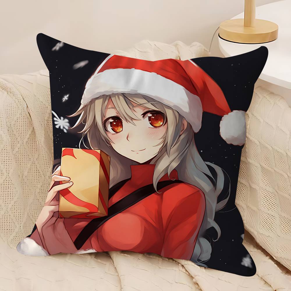 

Аниме Рождественская Девушка Дизайн Клена Наволочка Счастливый Осенний Урожай Декор Праздничный Декор Наволочка 12x12Inch