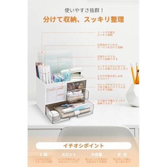 Desk organizerdesktop storagesmall item holderlarge capacitydrawerpen holderstorage boxno assembly requiredstationerycosmeticsremote