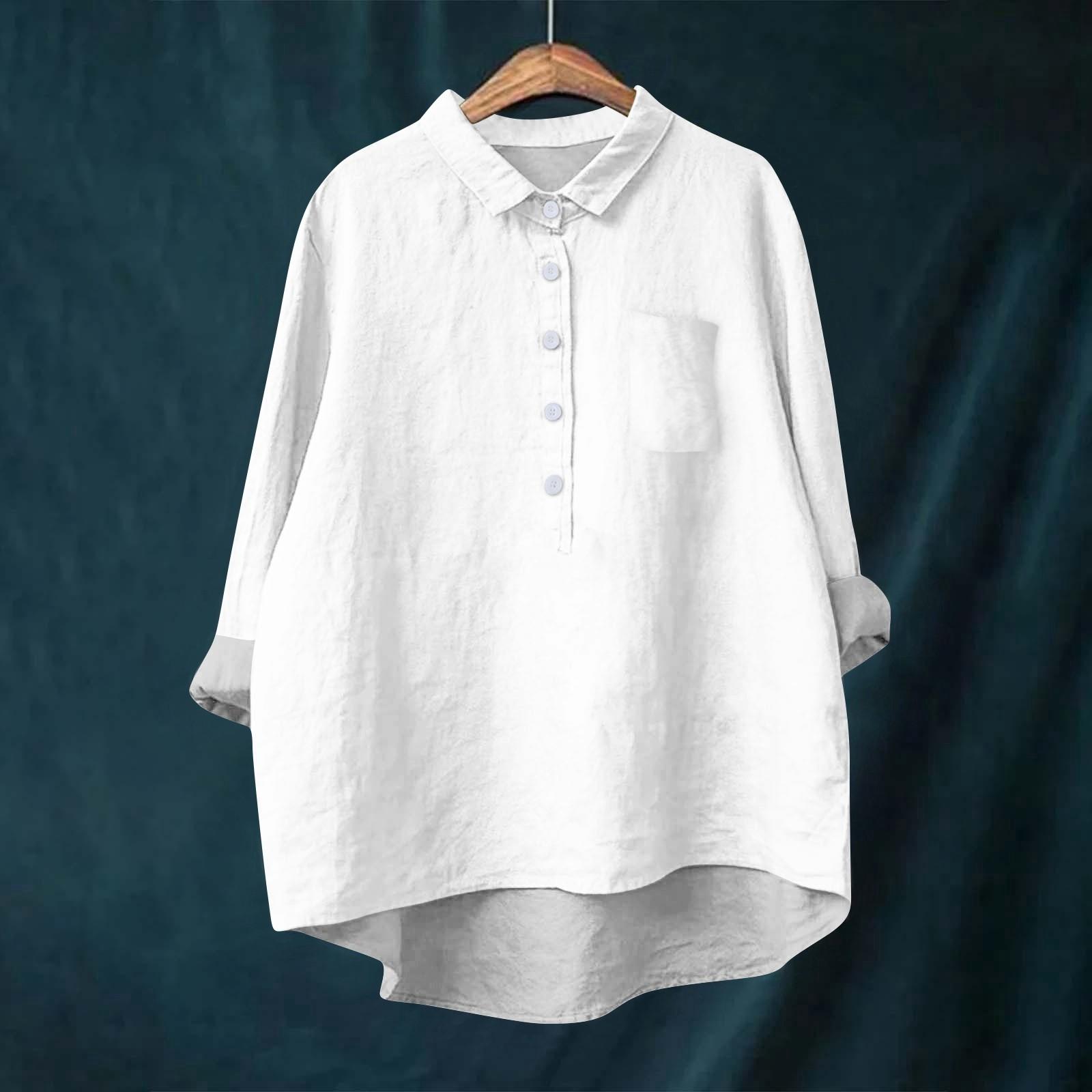 

Женская рубашка-блузка с длинными рукавами и пуговицами, однотонный повседневный подол, нестандартный воротник рубашки XXL белый