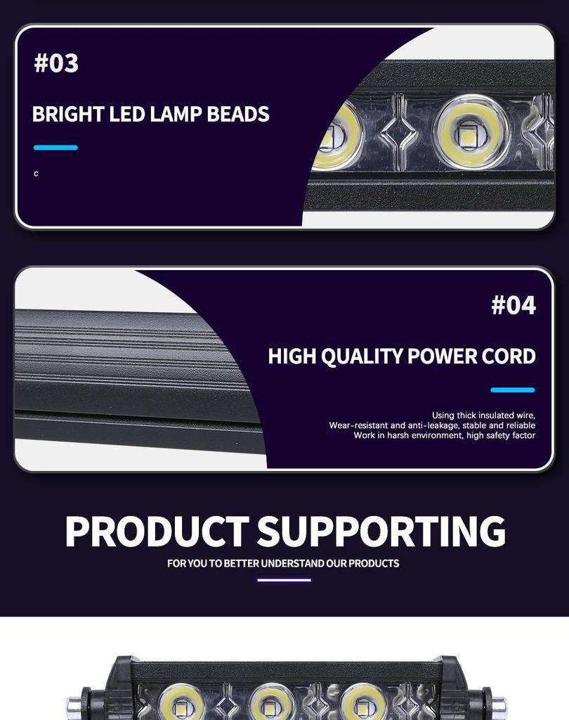 Car LED Ultra-thin Single Row 9W Work Light for Off-road Vehicle Roof & Fog Light Modification