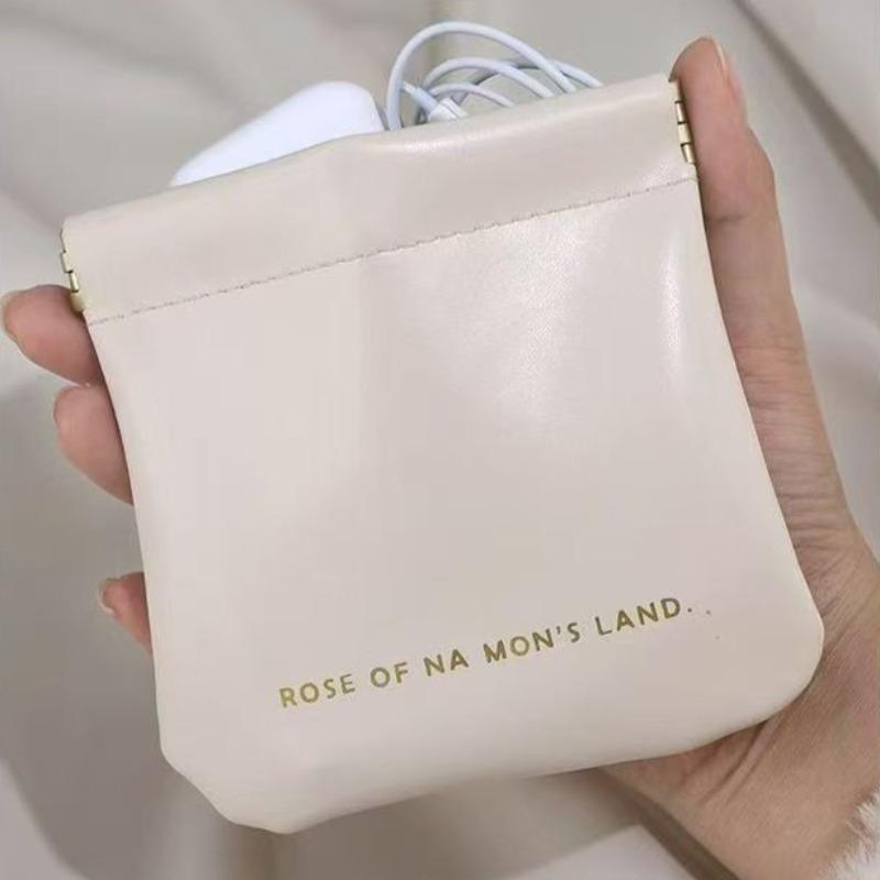 Automatically Closed Mini Portable Digital Bag PU Leather Earphone Case Wireless Earbuds Headphones Data Cable Storage Bag