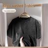Unisex Retro Used-Look Baumwoll-T-Shirt - Sommer Lockerer Schnitt Halbarm-Oberteil