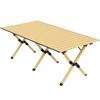 Camping Table 117 X 60 Cm Aluminum Folding Table with Roll-up Tabletop Wood-look Carrying Bag Waterproof
