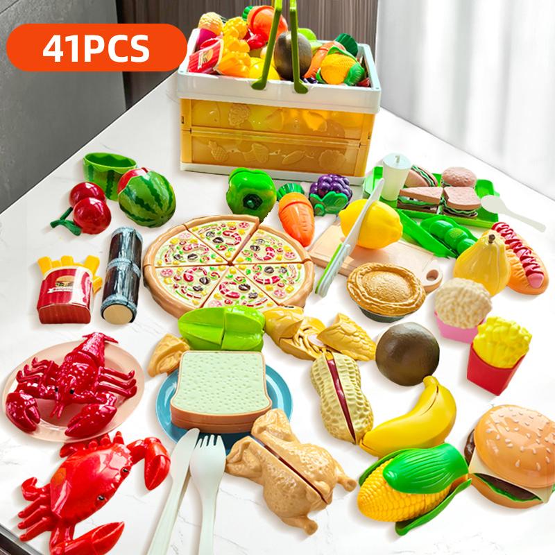 

Children Kitchen Toys Set Cookware Kitchen Toys Simulated Fruits Cutting Toys Cooking Accessories for Kids Girls Christmas Gift