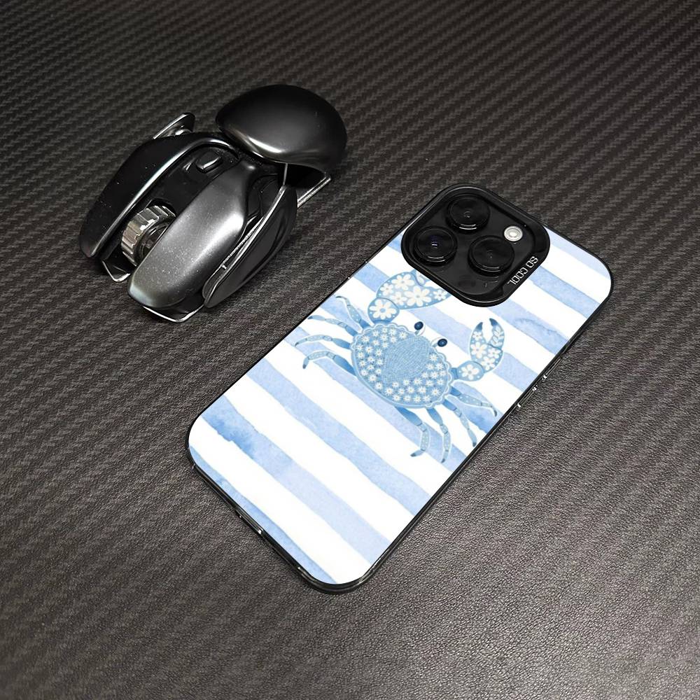Cute Marine Life, Crabs, Lobsters Phone Case For IPhone 17 16 15 14 13 12 11 Pro Max Plus Color Silver Cover