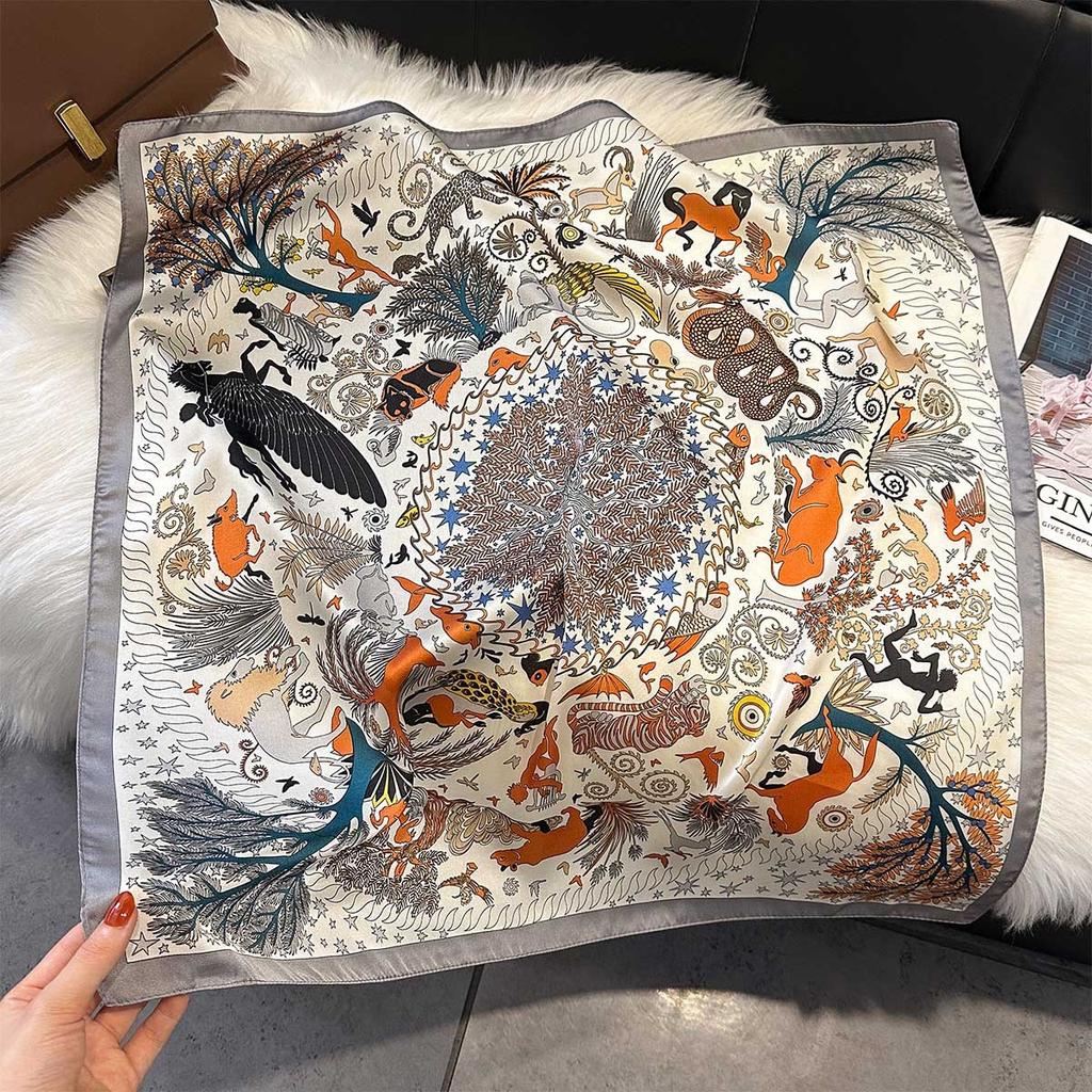 2025 Luxury Horse Print Female Silk Neck Scarf Square Hair Scarves Foulard Head Band Shawls Wraps Neckerchief Bandana Women