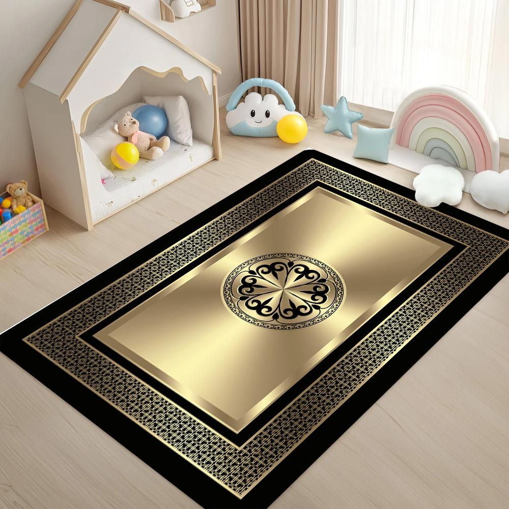

Luxury European Living Room Rug Geometric Pattern Elegant Home Decor Carpet Soft Non-Slip Floormat for Bedroom Hallway 40X60cm